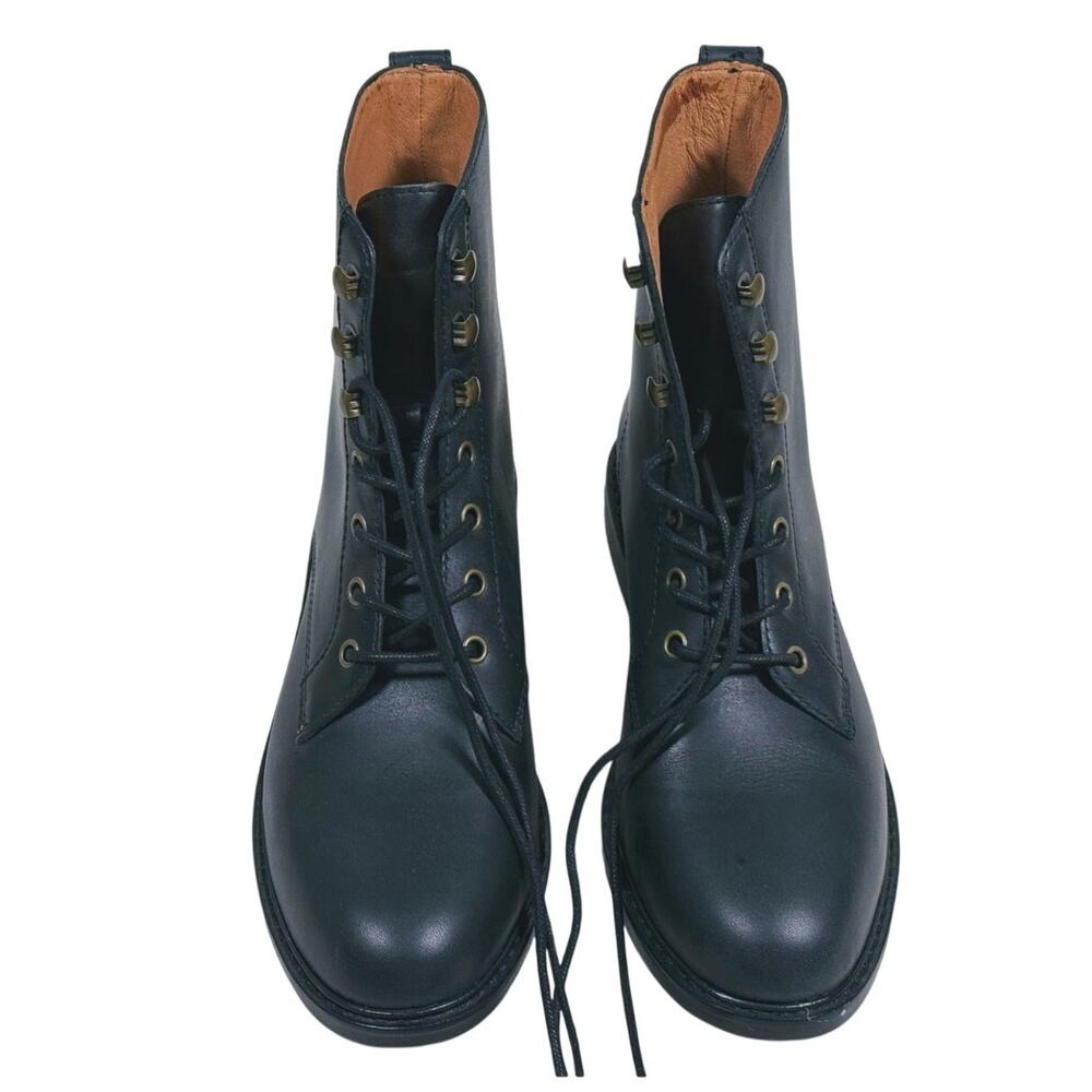 Madewell Kellie Lace Up Leather Combat Boots Size 8 Black Moto Grunge Biker 90s - Picture 2 of 13